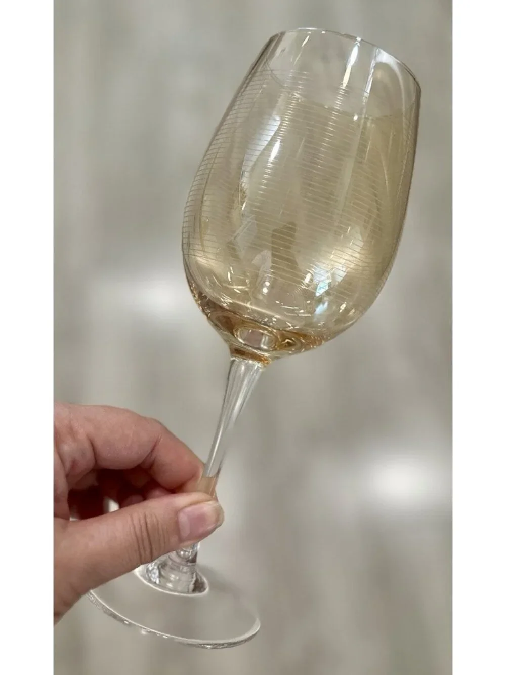4 Pc. Mikasa Cheers Amber Gold Wine Glass Etched Different Patterns Striped Dots